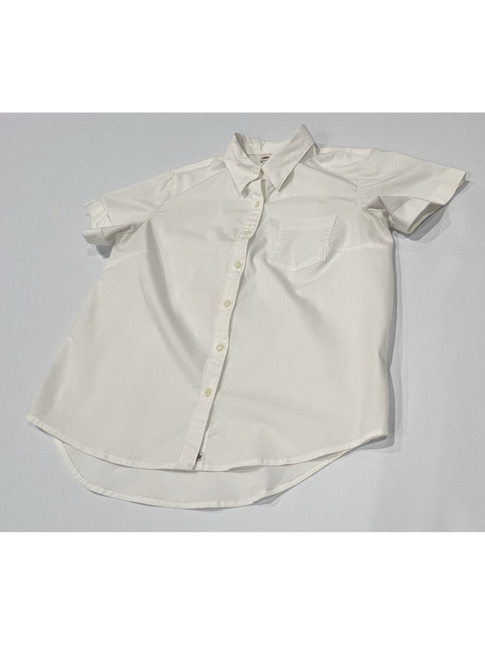 Dickies Created For Women White Button Up Work Shirt Short Sleeve Size Medium